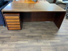 Dark Wooden Desk with Matching 5 Drawer Filing Cabinet