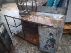 Steel frame workbench clad with galvanized sheeting