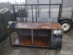 Steel framed workbench clad in galvanised sheeting