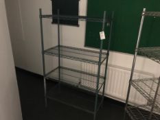 Blue wire mesh racking