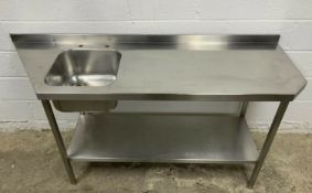 Stainless steel single bowl sink and prep table