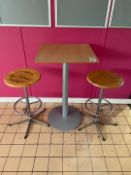 Pedestal Table & 2 Bar Stools