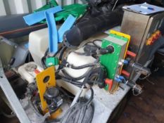 Small towable trailer with a small tank, electrical items and generator Job Lot