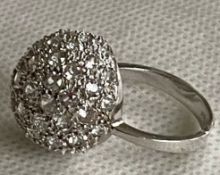 Large Sterling Silver Crystal Ball Domb Ring