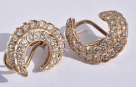 Diamond Crescent Earrings 14k