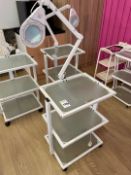 Mobile Metal Framed Glass Trolley & Magnifying Lam