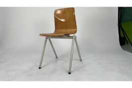 Mid Century Wooden Chair with Steel Legs