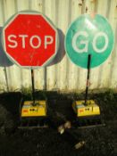 Pike Robosign stop go boards traffic lights sign light battery 2 way