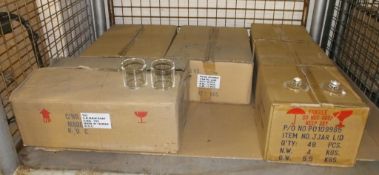 144x Glass jam jars, 144x glass jam jar lids
