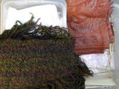 LINEN - a good parcel of excellent linen and a paisley style throw