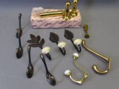 PARCEL OF BRASS & METAL WALL/DOOR HOOKS