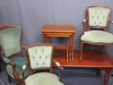 ANTIQUE STYLE FURNITURE PARCEL, five items to include a rectangular top mahogany effect coffee