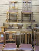 CIRCA 1920s HARLEQUIN DINING SUITE of carved sideboard, 102cms H, 139cms W, 56cms D, gate leg dining