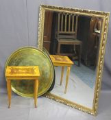 ITALIAN INLAID WORKTABLE, Persian style circular brass table top and a large reproduction gilt