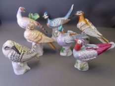 CROWN STAFFORDSHIRE HIGHLY DECORATIVE BONE CHINA BIRD FIGURINES painted by W R Tipton & M Doubell
