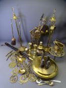 VINTAGE & LATER BRASSWARE, a quantity with a long handled warming pan
