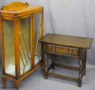 VINTAGE & LATER OAK FURNITURE, two items to include an Art Deco railback two door china display