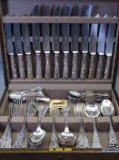 MAPPIN & WEBB OAK CASED CANTEEN OF KINGS PATTERN CUTLERY, 54 piece