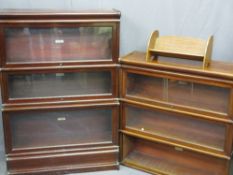 TWO GLOBE WERNICKE MAHOGANY SECTIONAL BOOKCASES, one having three opening glazed doors with top
