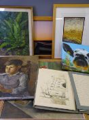 PAINTINGS & PRINTS a small quantity including a study portfolio of twelve views depicting The