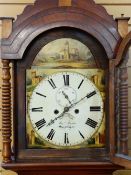 19TH CENTURY WELSH MAHOGANY 8-DAY LONGCASE CLOCK, Joshua Kern of Swansea, the 12-inch painted