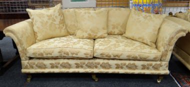DAVID GUNDRY LARGE DROP-END OR KNOLE SOFA, 'Florence' model, in gold floral damask fabric, 234 x 107