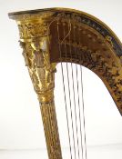 WILLIAM IV DOUBLE-ACTION PARCEL GILT GRECIAN HARP BY JACOB & JAMES ERAT, c. 1830-35, the 43-string
