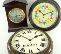 THREE MILITARY TYPE CLOCKS, comprising a dial clock with later RAF Sector style dial and single