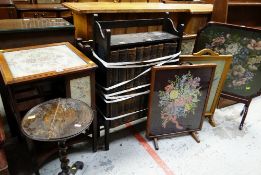 ASSORTED OCCASIONAL FURNITURE including small revolving bookcase, various fire screens, dwarf