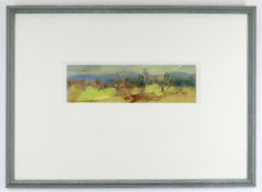 MARTYN VAUGHAN JONES oil on card - South Wales landscape with church, entitled 'Church, Wentloog' (