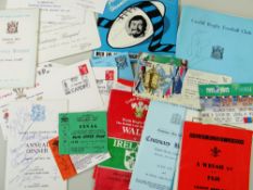 SMALL COLLECTION WELSH RUGBY UNION & CARDIFF RFC MEMORIBILIA, from the 1970s including signed dinner