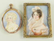 TWO EARLY 20TH CENTURY PORTRAIT MINIATURES OF LADIES, one in the style of Andrew Benjamin Lens,