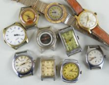 TEN VARIOUS VINTAGE GENTS WRISTWATCHES, comprising an Aguila Suizo watch, a Timex watch with