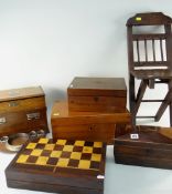 ASSORTED BOXES and CHILD'S CHAIR, including Georgian sarcophagus rosewood tea caddy and oak
