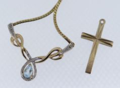 9CT GOLD CRUCIFIX PENDANT together with 9ct gold pendant on chain