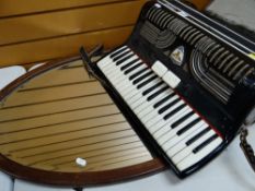 VINTAGE ARISTON BELL PIANO ACCORDION, 3.5 octaves in Bakelite case, with oval mirror (2)