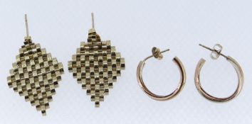 TWO PAIRS OF 9CT GOLD EARRINGS, 10.1gms overall (boxed)
