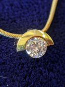 18CT GOLD NECKLACE WITH DIAMOND DROP, 0.25ct approx., 4.9gms (boxed)