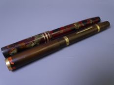 SWAN MABIE TODD - Vintage (1930s) Red, Green-Grey and Bronze Marble Swan Mabie Todd L245/62