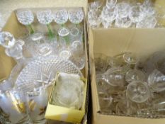 SHIP'S DECANTER & STOPPER, cut and other drinking glassware, a good selection (within 3 boxes)