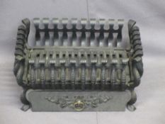 CAST IRON FIRE BASKET, stamped 'Genuine 18 Spanish', 24cms H, 47cms W, 3cms D