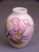 MOORCROFT MAGNOLIA 9CMS H VASE, cream ground baluster form with impressed factory marks to the base