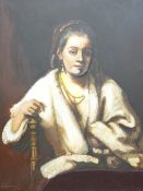 AFTER REMBRANDT, signed 'GASK 79' large oil on canvas - label verso 'Portrait of Hendrickje
