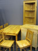 PINE FURNITURE - breakfast table, 73cms H, 115cms W, 74cms D, four chairs, worktop utility