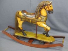 PAINTED ROCKING HORSE, REPRODUCTION 84cms H, 121cms W, 39cms D