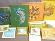 PEACOCK TAPESTRY, 53 x 40cms and three other framed tapestries along with a parcel of other mixed