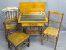 ANTIQUE & VINTAGE FURNITURE PARCEL, four items to include an Edwardian oak writing desk having a