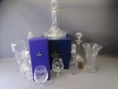 ROCKINGHAM CRYSTAL SHIP'S DECANTER & STOPPER, Edinburgh brandy glasses, boxed, along with