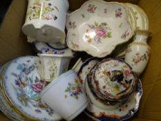 MIXED DECORATIVE VICTORIAN DINNERWARE, lobed Dresden hand painted dish ETC