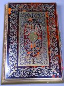 VICTORIAN RED BOULLE WORK DESKTOP NOTEPAD HOLDER the interior tooled with J C Vickery label, 24.5